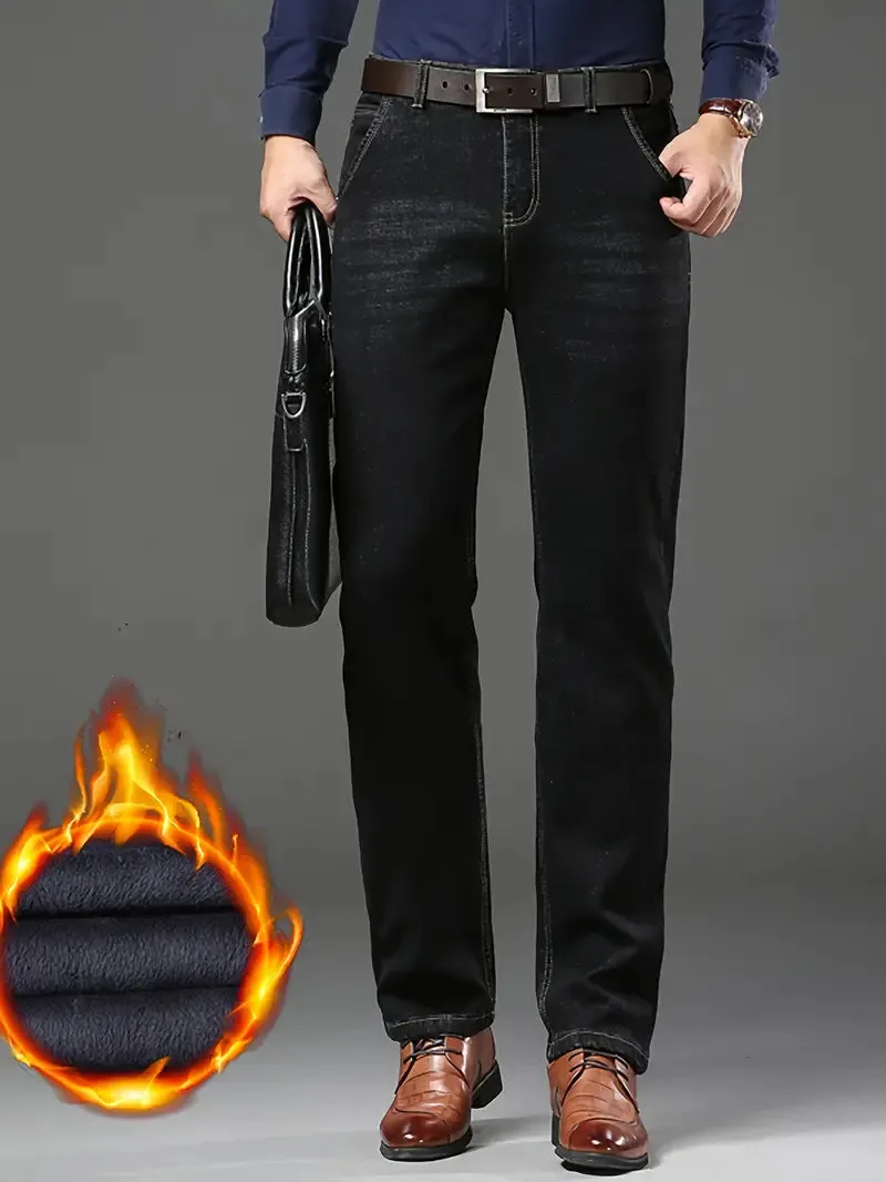 Herren Winter-Jeans – Warm, Stretch Denim, Reguläre Passform