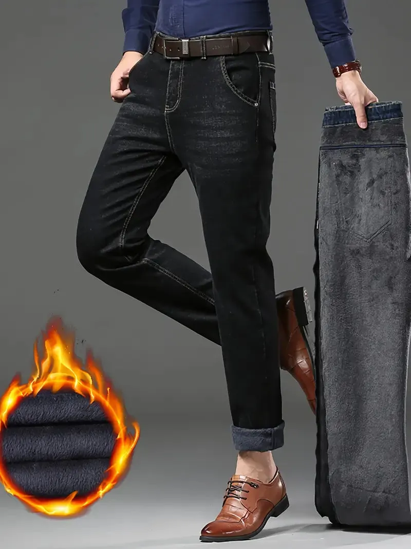 Herren Winter-Jeans – Warm, Stretch Denim, Reguläre Passform