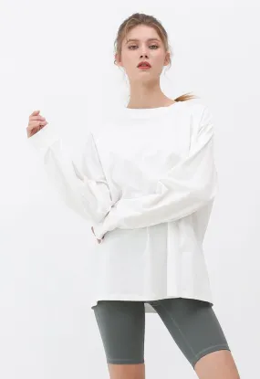 Langärmeliges Sweatshirt mit lockerem Pullover in Weiß
